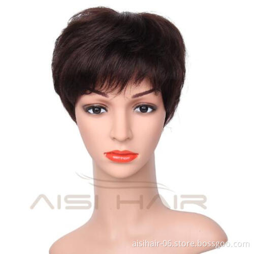 Aisi Hair Top Quality Short Straight Indian Human Hair Wigs Short Pixie Cut Human Hair Wigs For Women